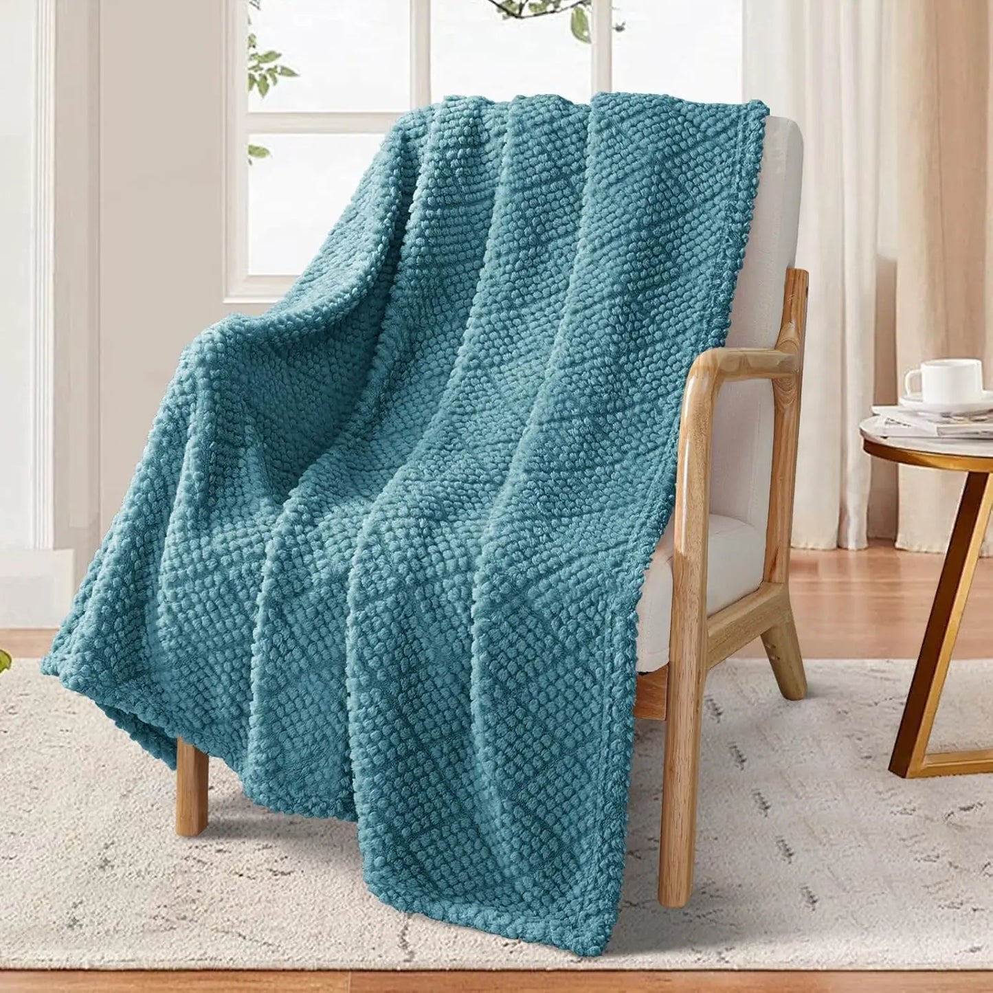 Soft Fluffy Jacquard Waffle Blanket Lightweight Cotton For All Seasons