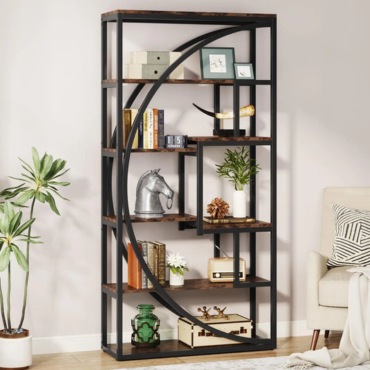 Little Tree Industrial 5 Tier Etagere Bookcase With Open Shelves