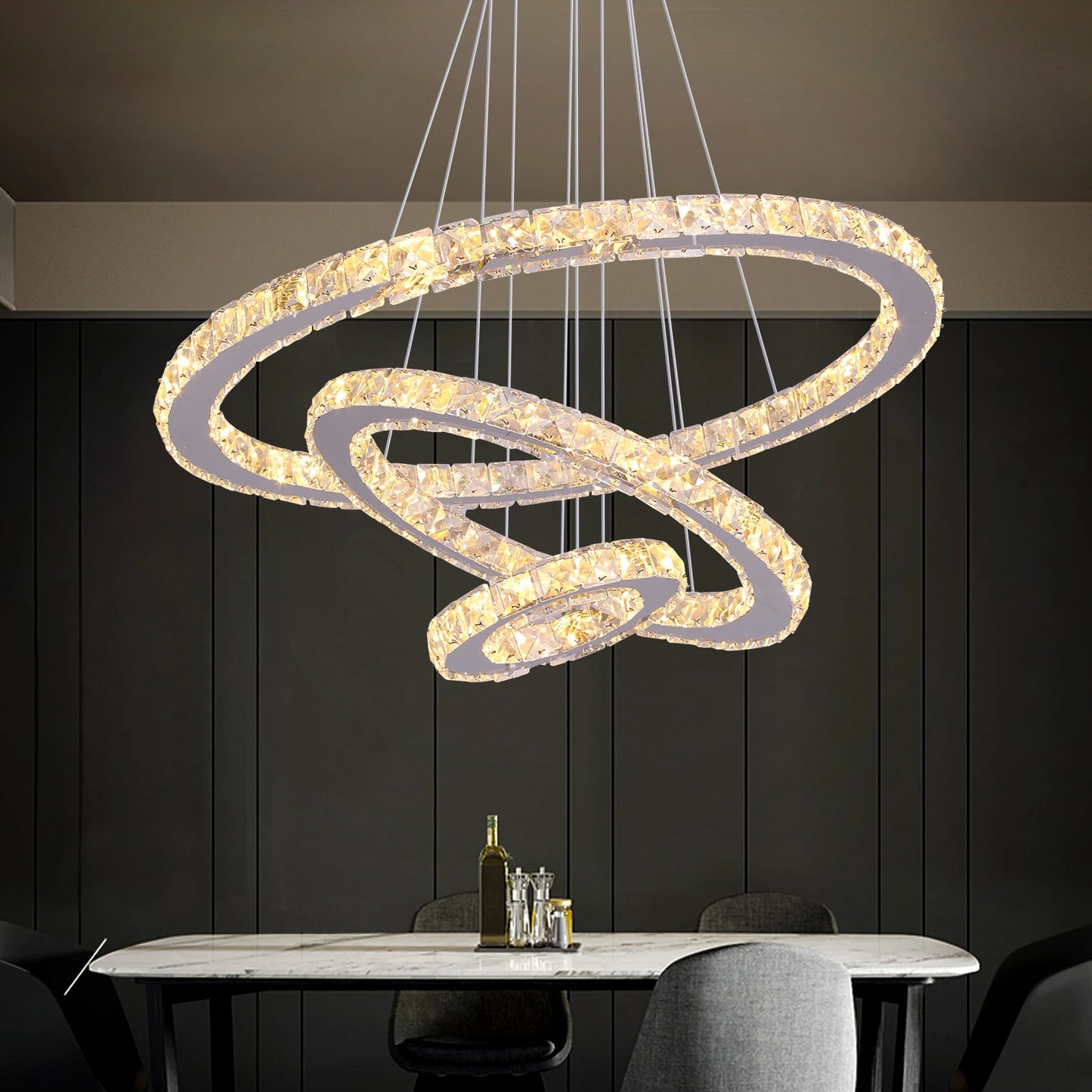 VETRULUS Modern Pendant Light With K9 Crystal Chandelier LED Ceiling Lamp