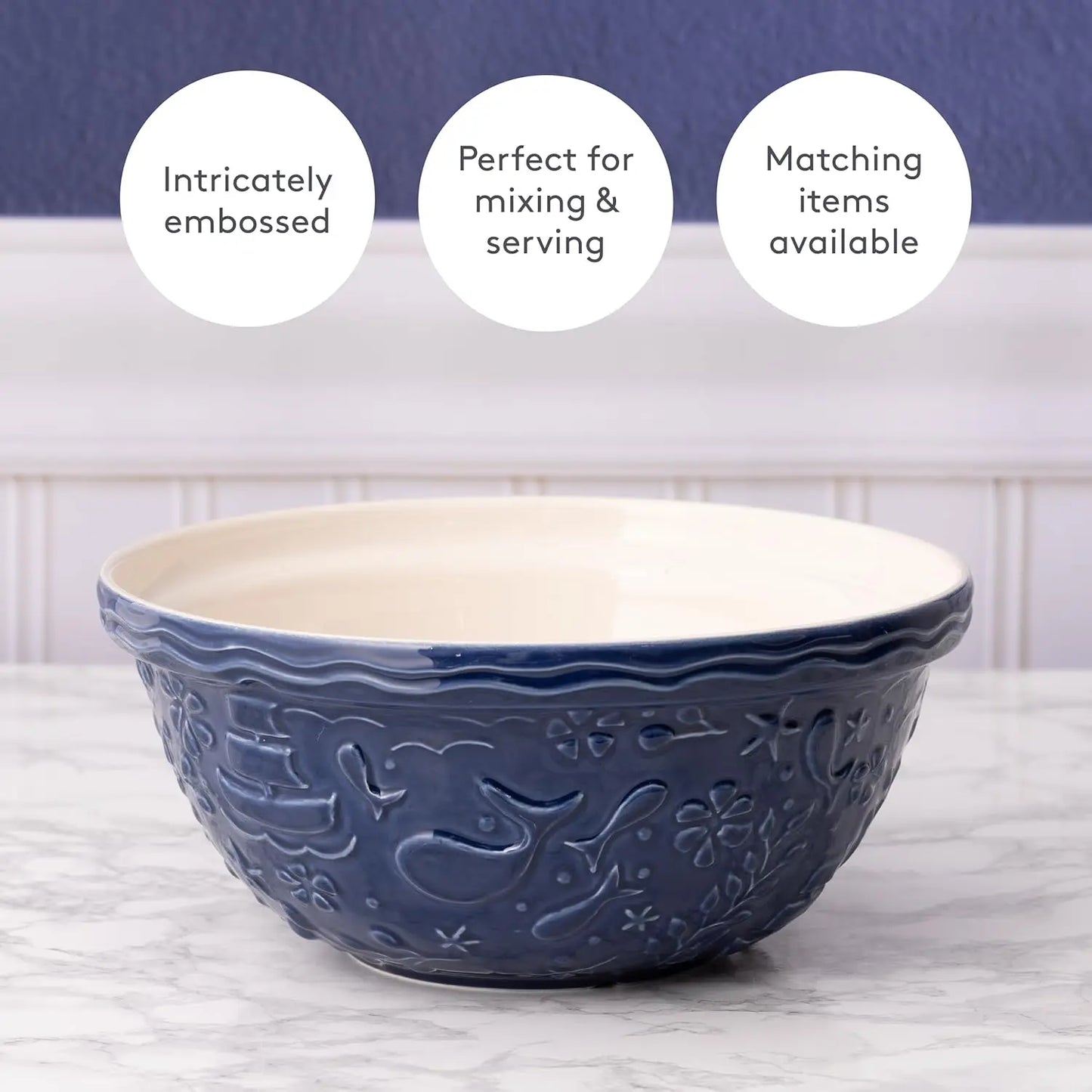 Durable Earthenware Mixing Bowl For Baking And Serving Dishwasher Safe
