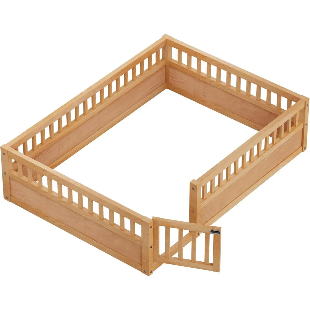 DAFIFY Floor Bed Frame With Convertible Door And Guardrails