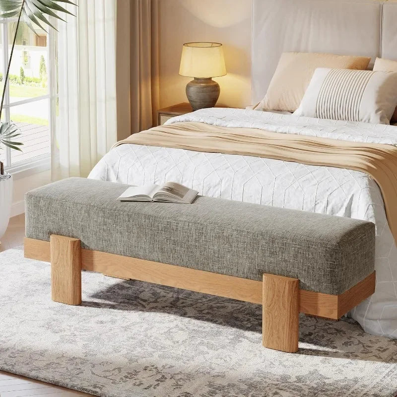 Tribesigns Upholstered Entryway Bench With Plush Cushion And MDF Frame