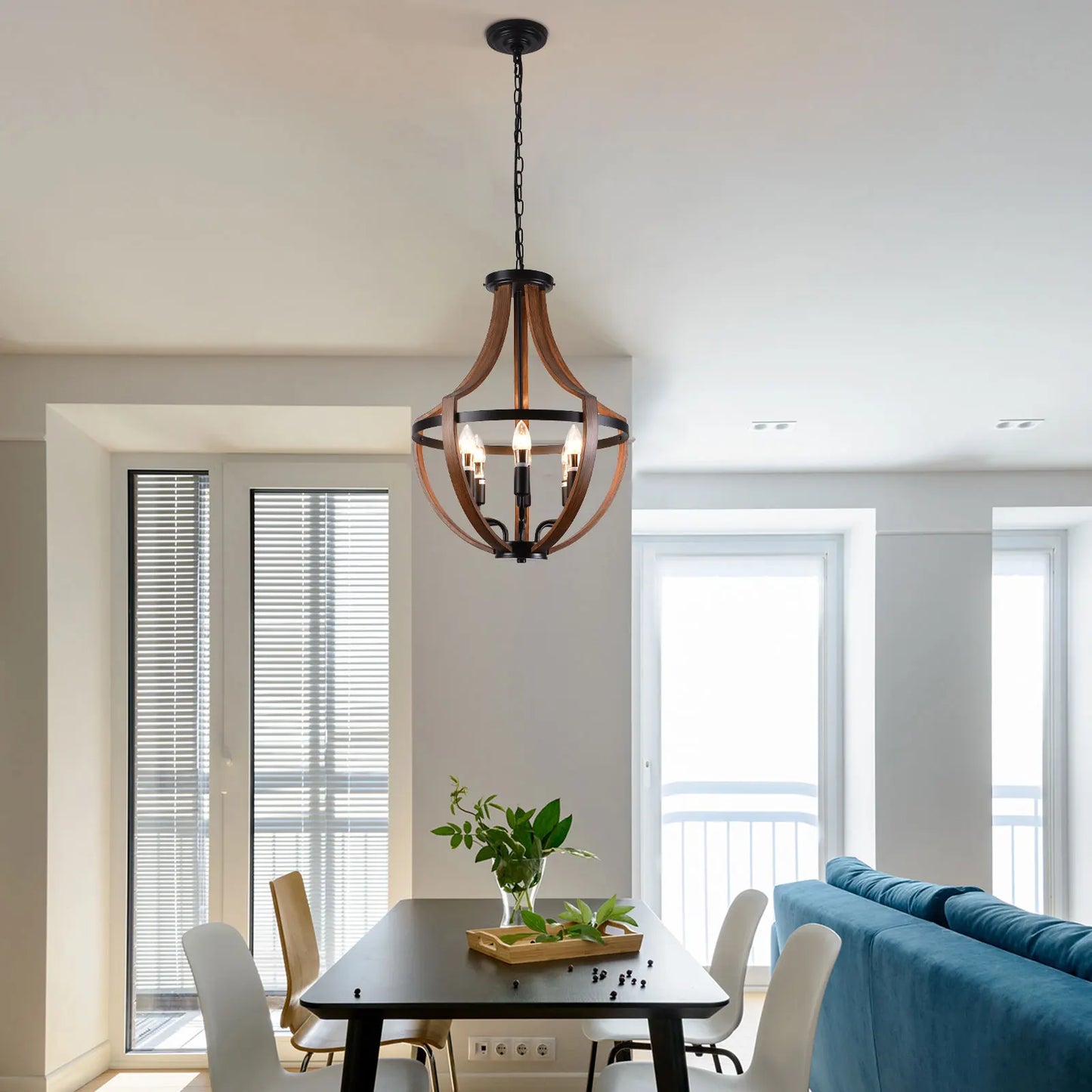 Modern Rustic Wooden Pendant Light Fixture Handmade Natural Wood