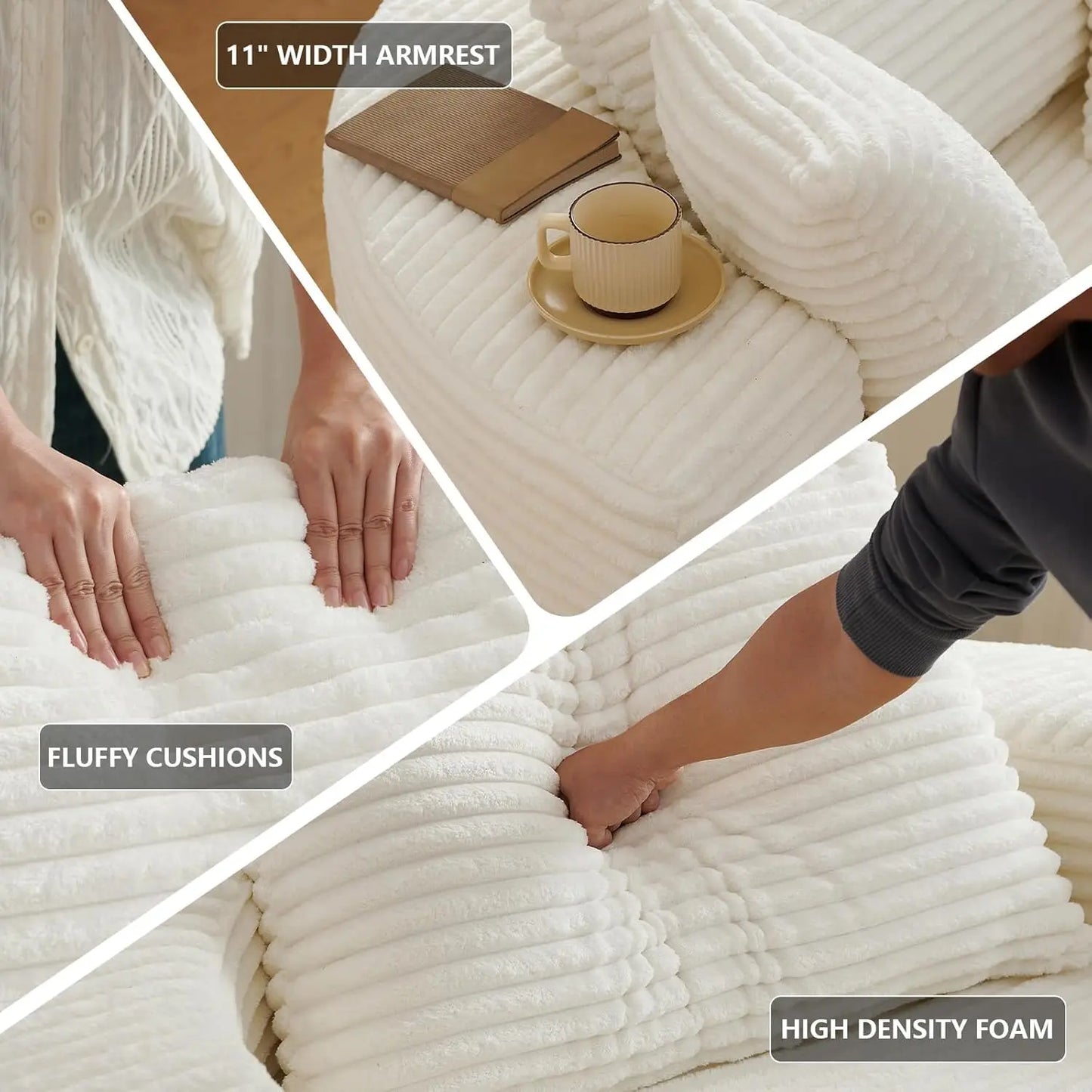 Indoor Plush Corduroy Round Chaise Lounge Chair Modern Style