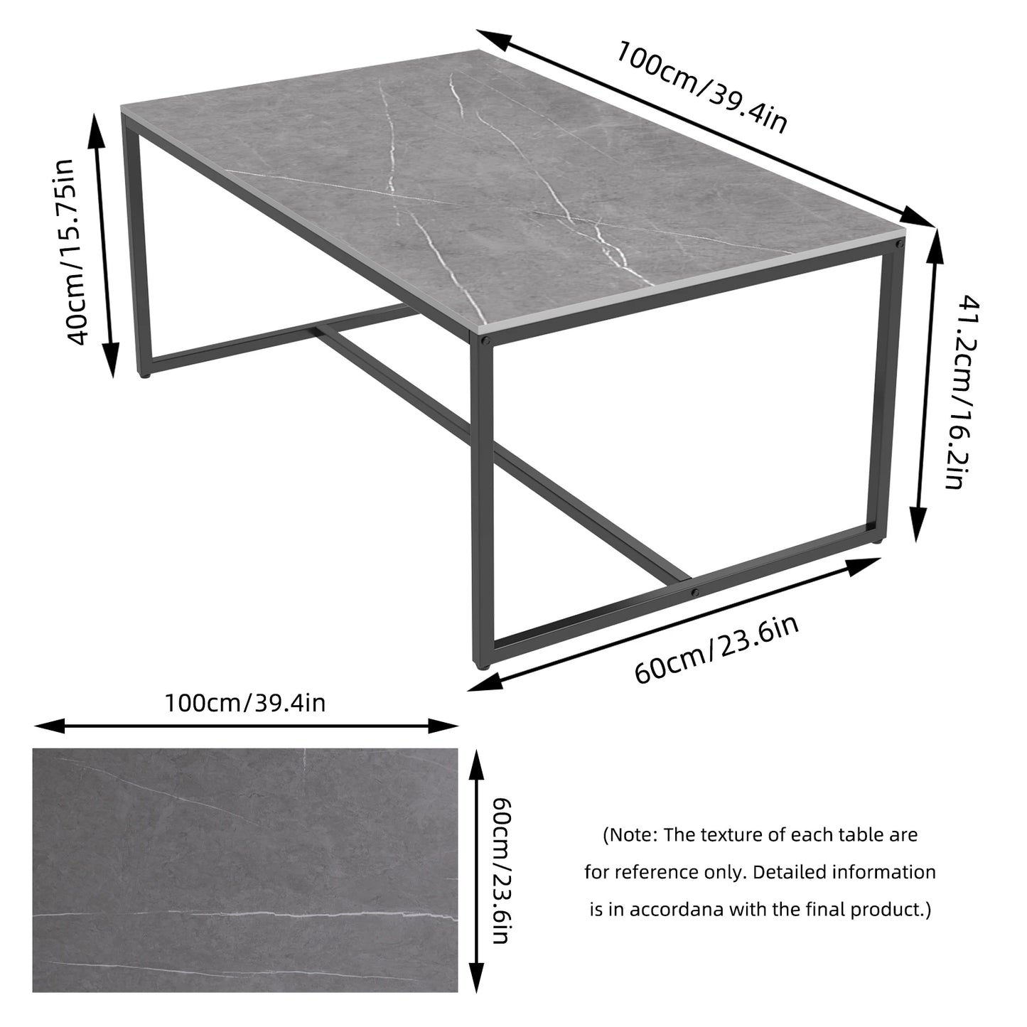 LUVODI Sintered Stone Top Rectangle Coffee Table For Living Room