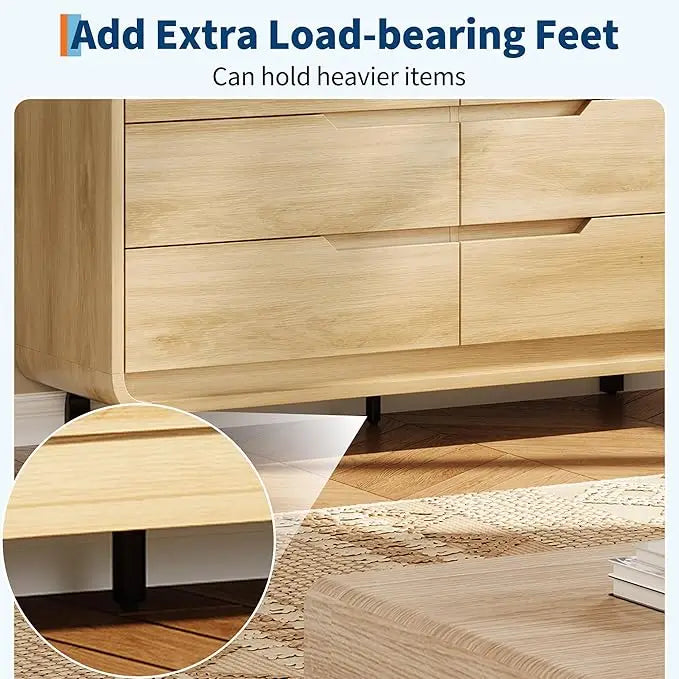 HiMISS Six Drawer Dresser Modern Wood Storage For Bedroom