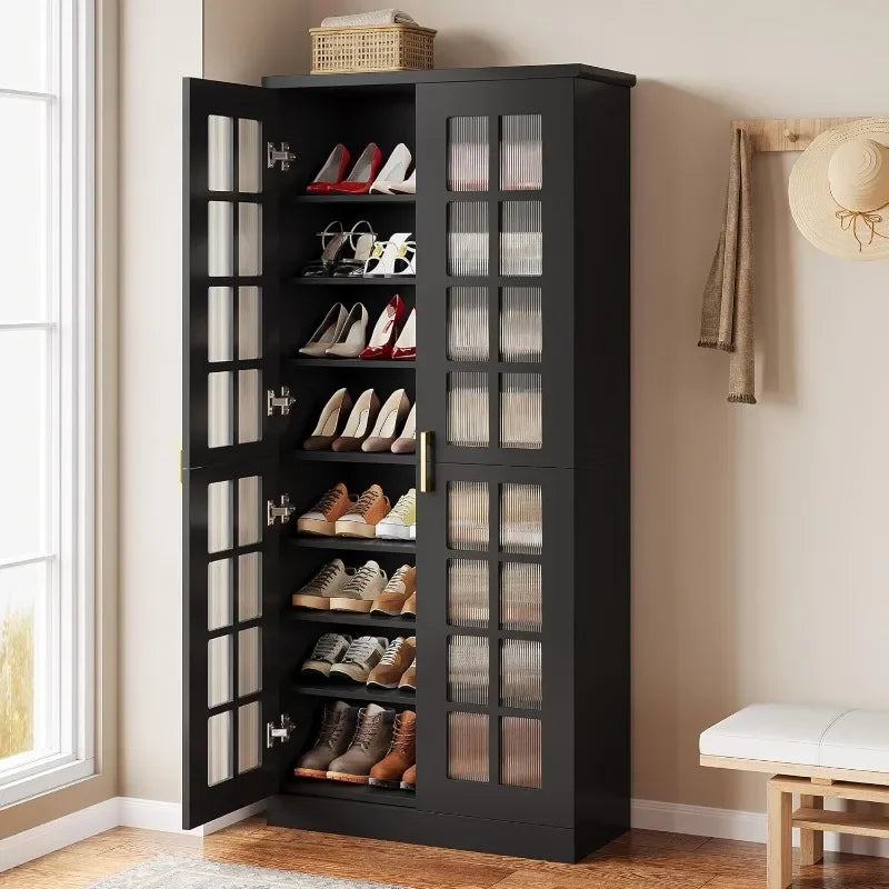 Tall Shoe Cabinet With Doors Eight Tier Storage Organizer