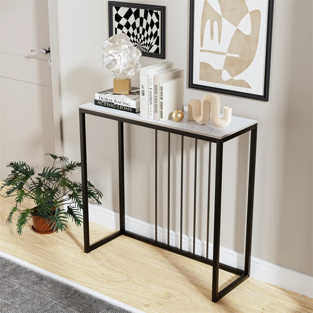 LUVODI Narrow Console Table With Storage For Entryway Metal Frame