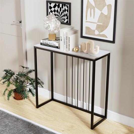 LUVODI Narrow Console Table With Storage For Entryway Metal Frame
