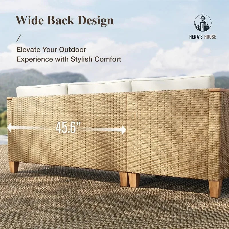 Three-Piece Wicker Patio Furniture Set With Outdoor Sofa