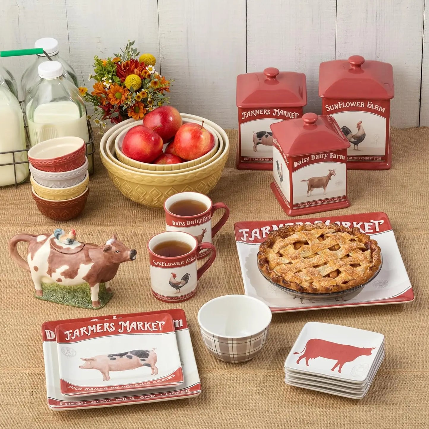 Stoneware Mixing Bowl Set 3-Piece Nesting for Baking and Serving