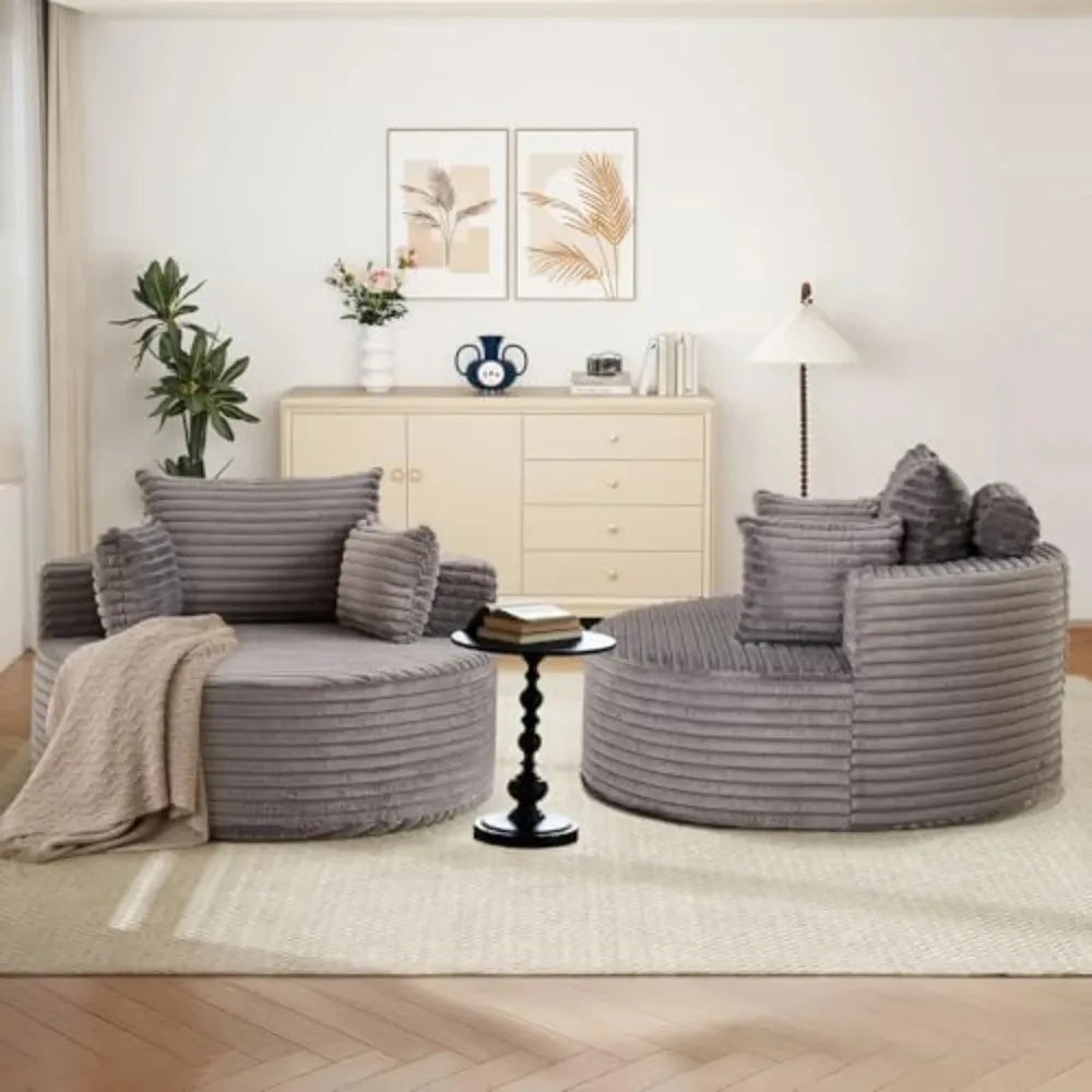 Comfortable Round Corduroy Accent Sofa Chair For Floor Seating