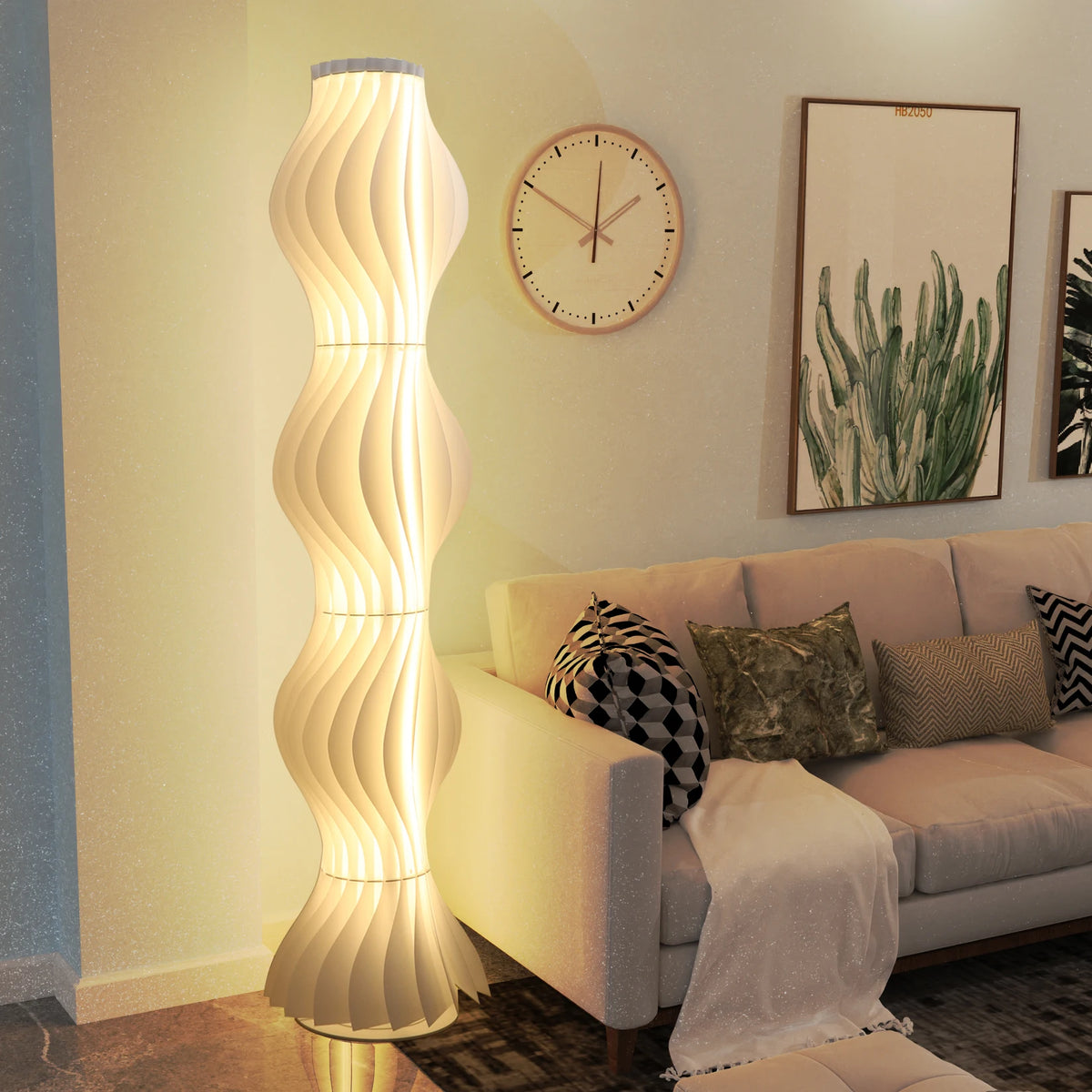 Nordic Iron Floor Lamp With Pleated Lampshade For Living Room
