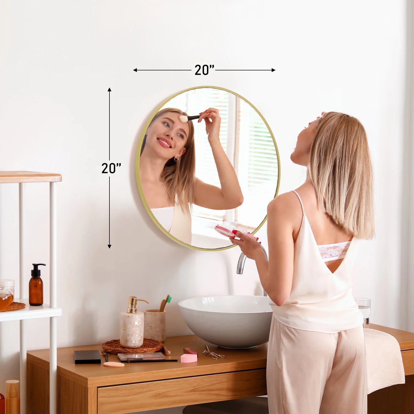 JHK Matte Metal Framed Vanity Mirror Wall Living Room