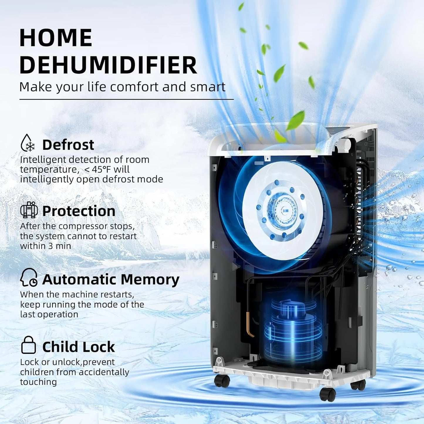 AirPlus 70 Pint Dehumidifier For Large Rooms 4500 Sq Ft