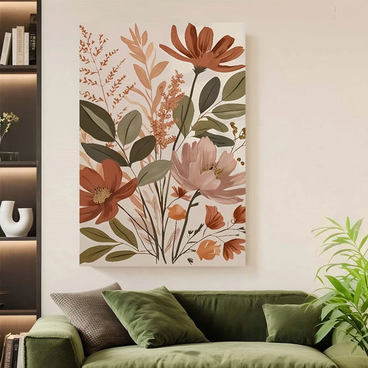Framed Bohemian Floral Canvas Print Vintage Artwork