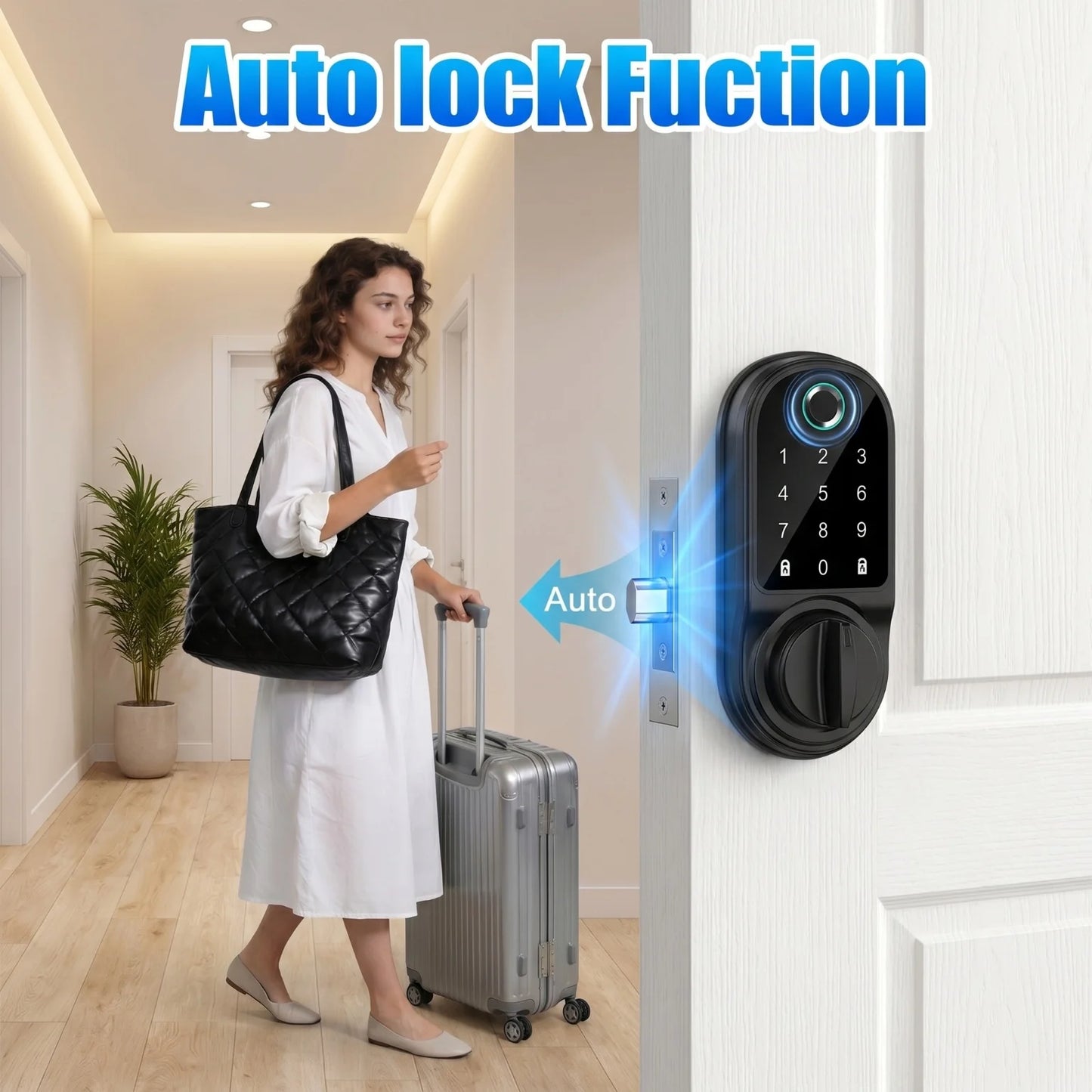 Bluetooth Smart Deadbolt Lock With Fingerprint And Touch Keypad