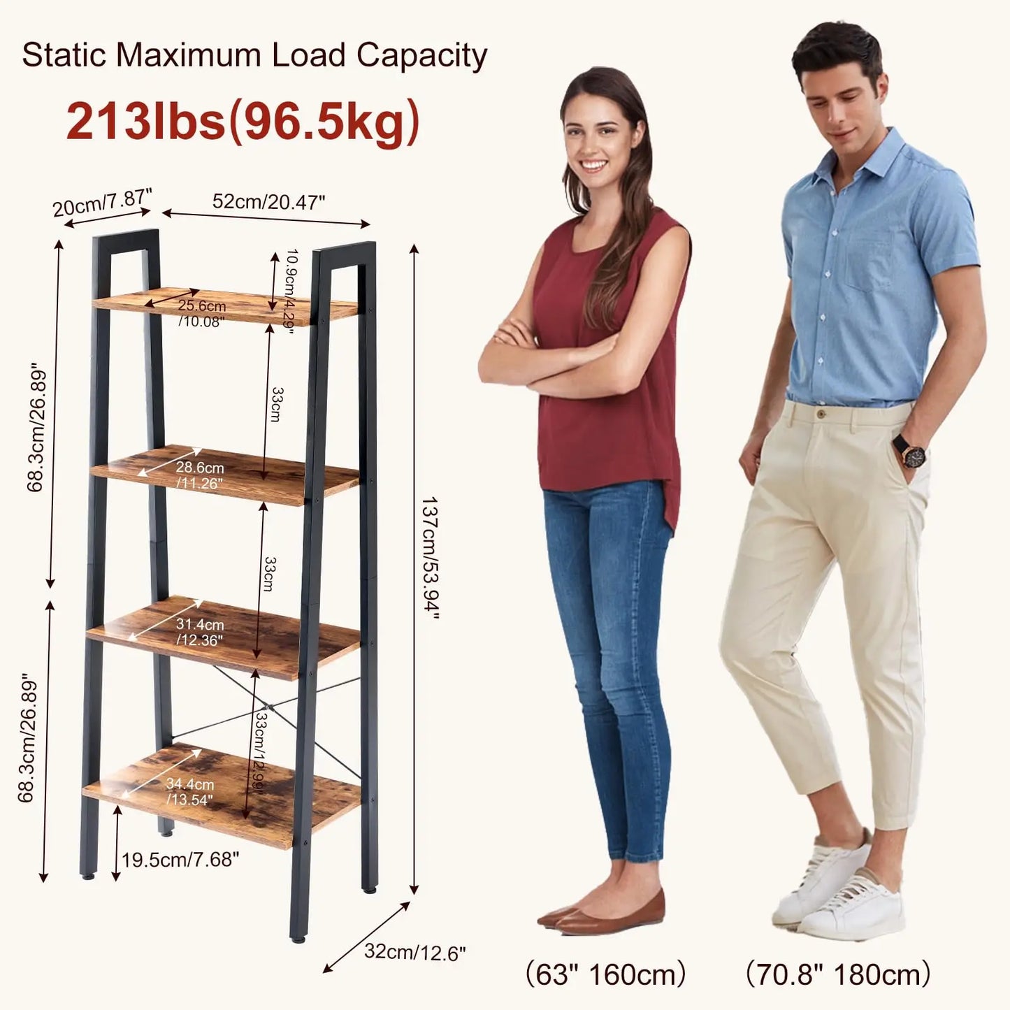 JHK 4 Tier Display Bookshelf Wooden Storage Shelf Unit
