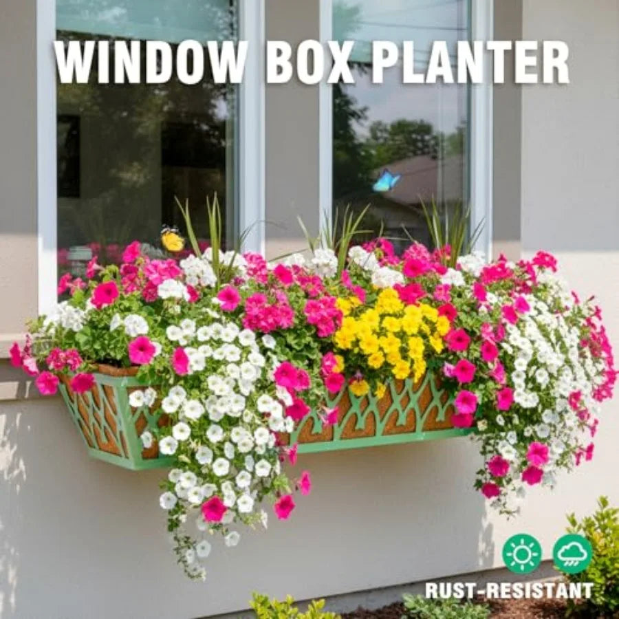 Railing Planter Box With Adjustable Brackets For Porch Balcony