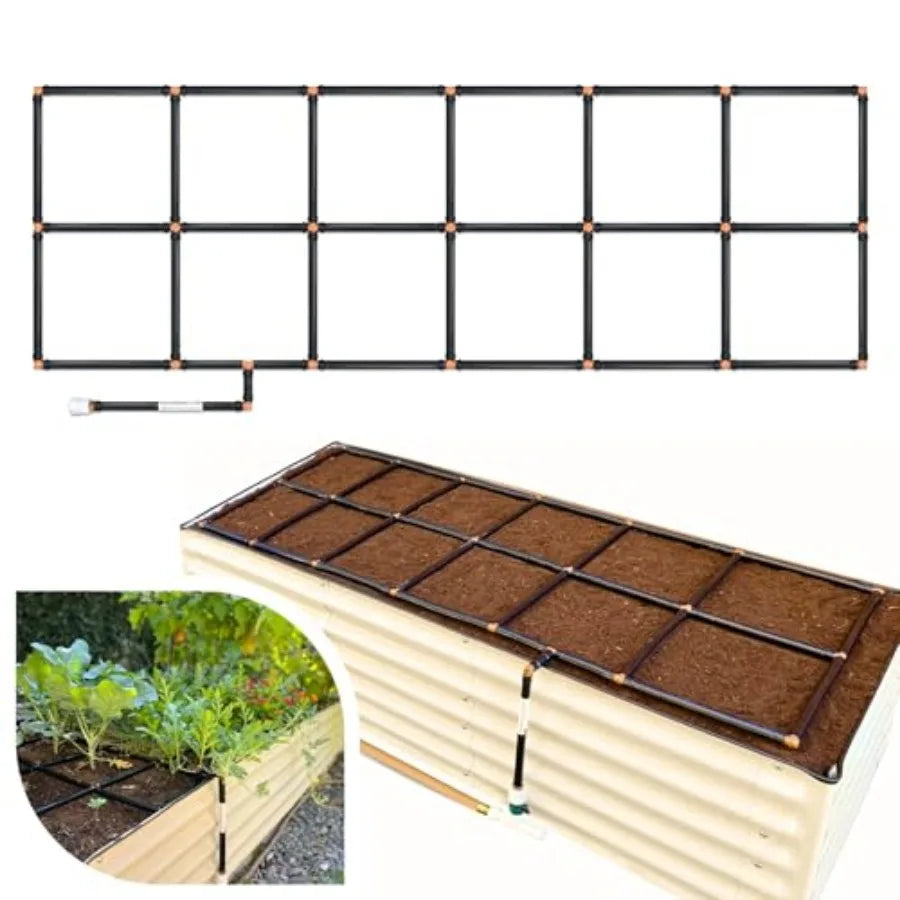 Garden Grid Watering System Preassembled For Raised Beds Drip Irrigation