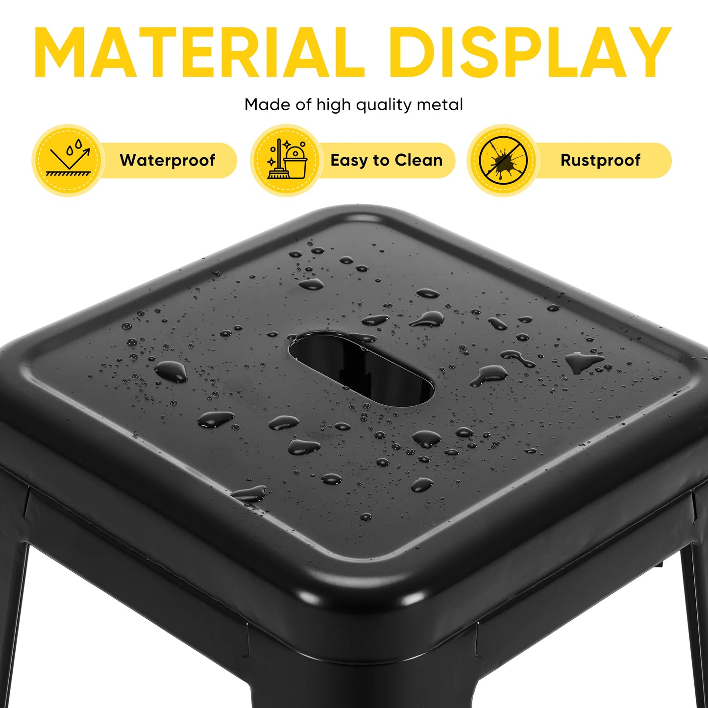 JHK 4 Pack Metal Bar Stools Backless No Assembly Required Outdoor
