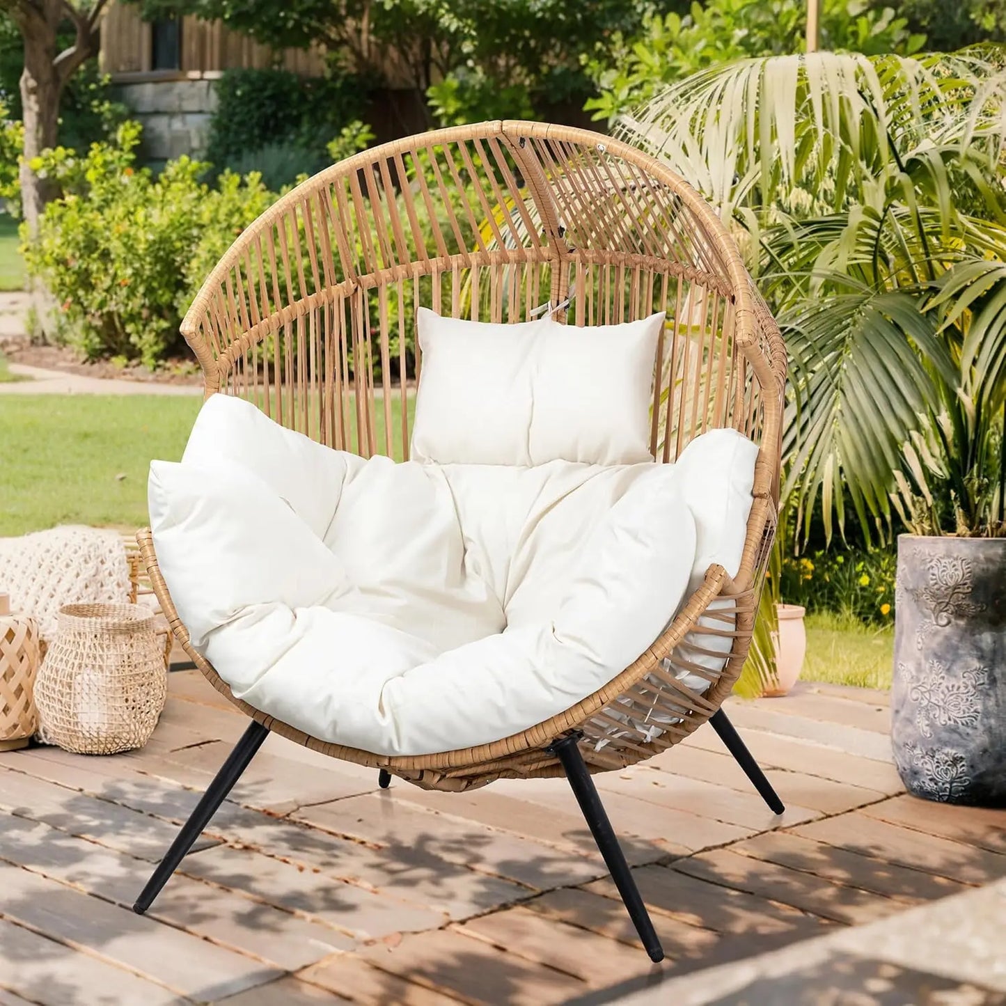 Wicker Egg Chair Rattan Lounge Chair Outdoor Indoor Use