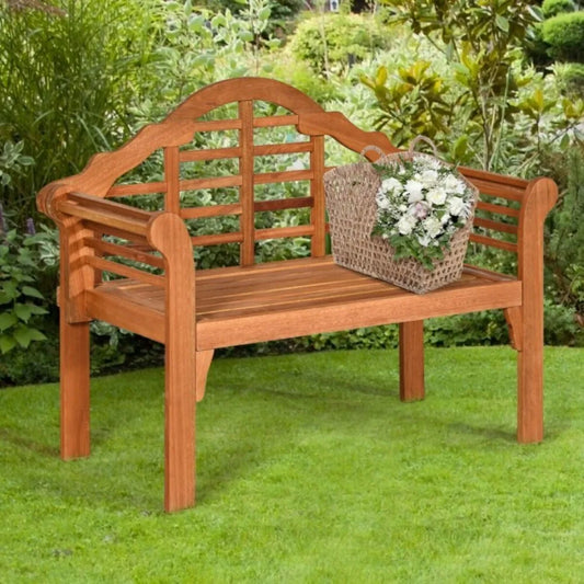 Outdoor Folding Bench Eucalyptus Wood With Backrest And Armrests