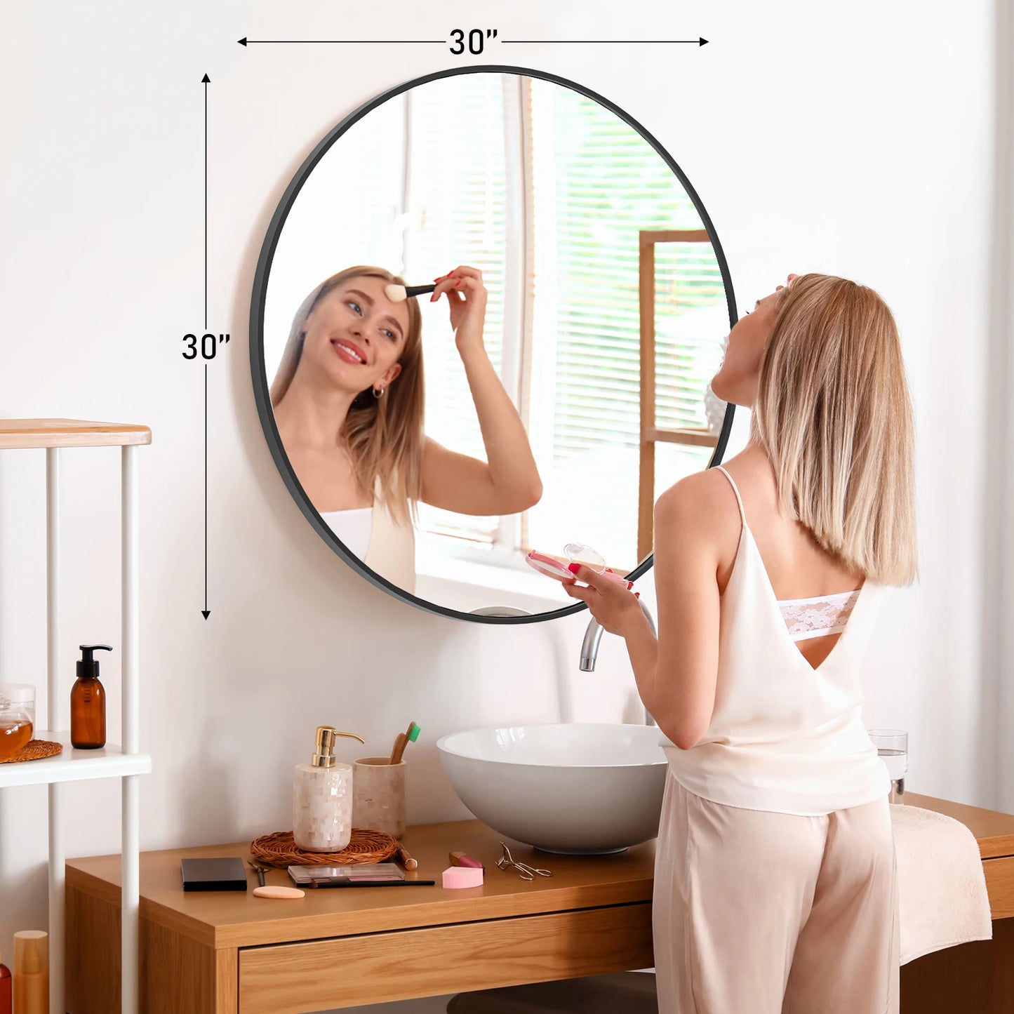 JHK Matte Metal Framed Vanity Mirror Wall Living Room