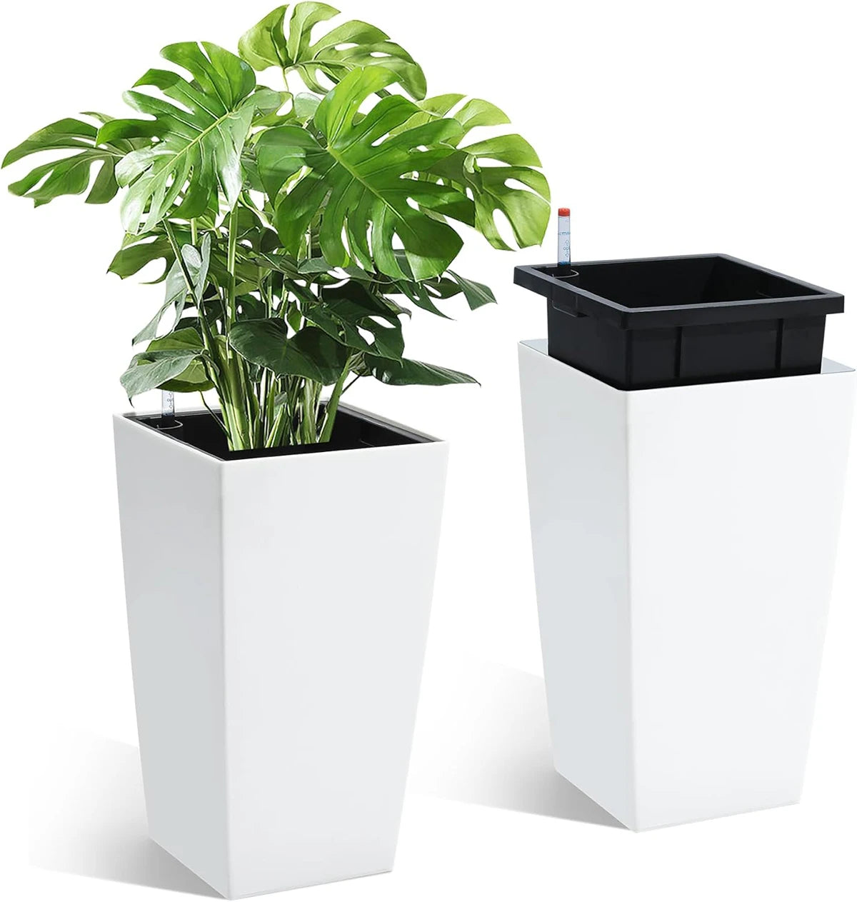 TWISTER.CK Rectangular Planters Set Of 2 Pots With Drainage Holes