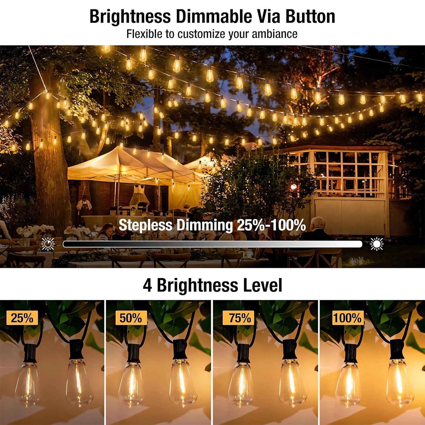 GUPUP Solar String Lights 24 LED Beads Outdoor Patio Decor