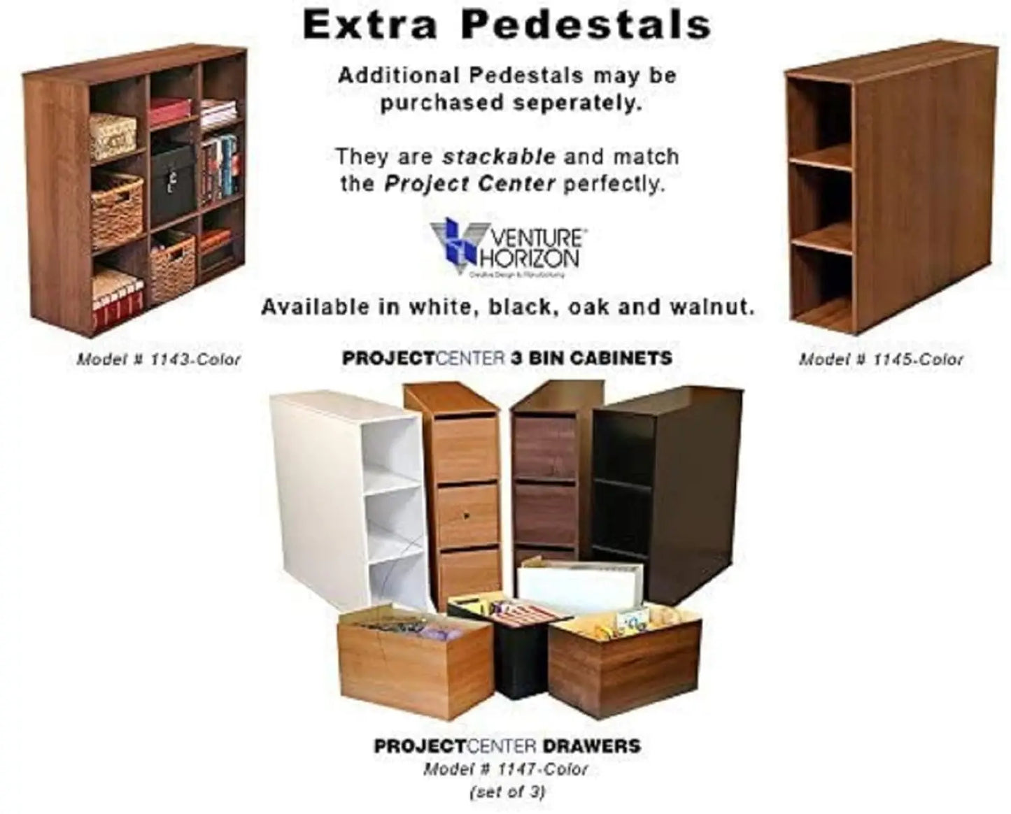 Project Center Desk With Bookcase And 3 Bin Cabinet