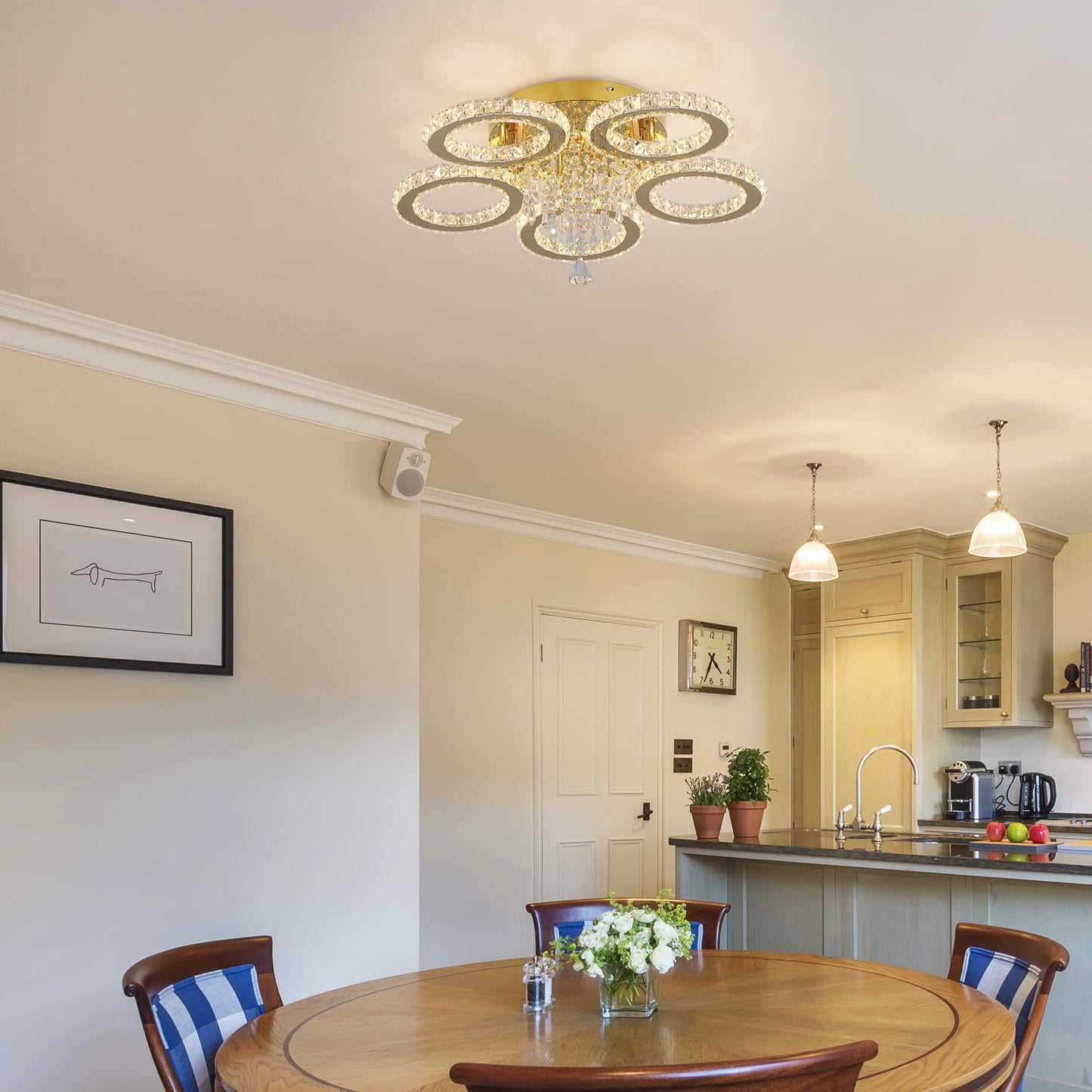 VETRULUS Crystal Led Ceiling Chandelier Gold Modern Living Room Pendant