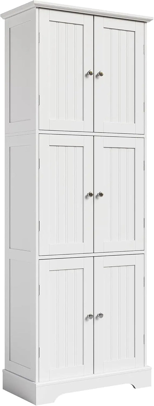 Bathroom Storage Cabinet With 6 Doors And Adjustable Shelves