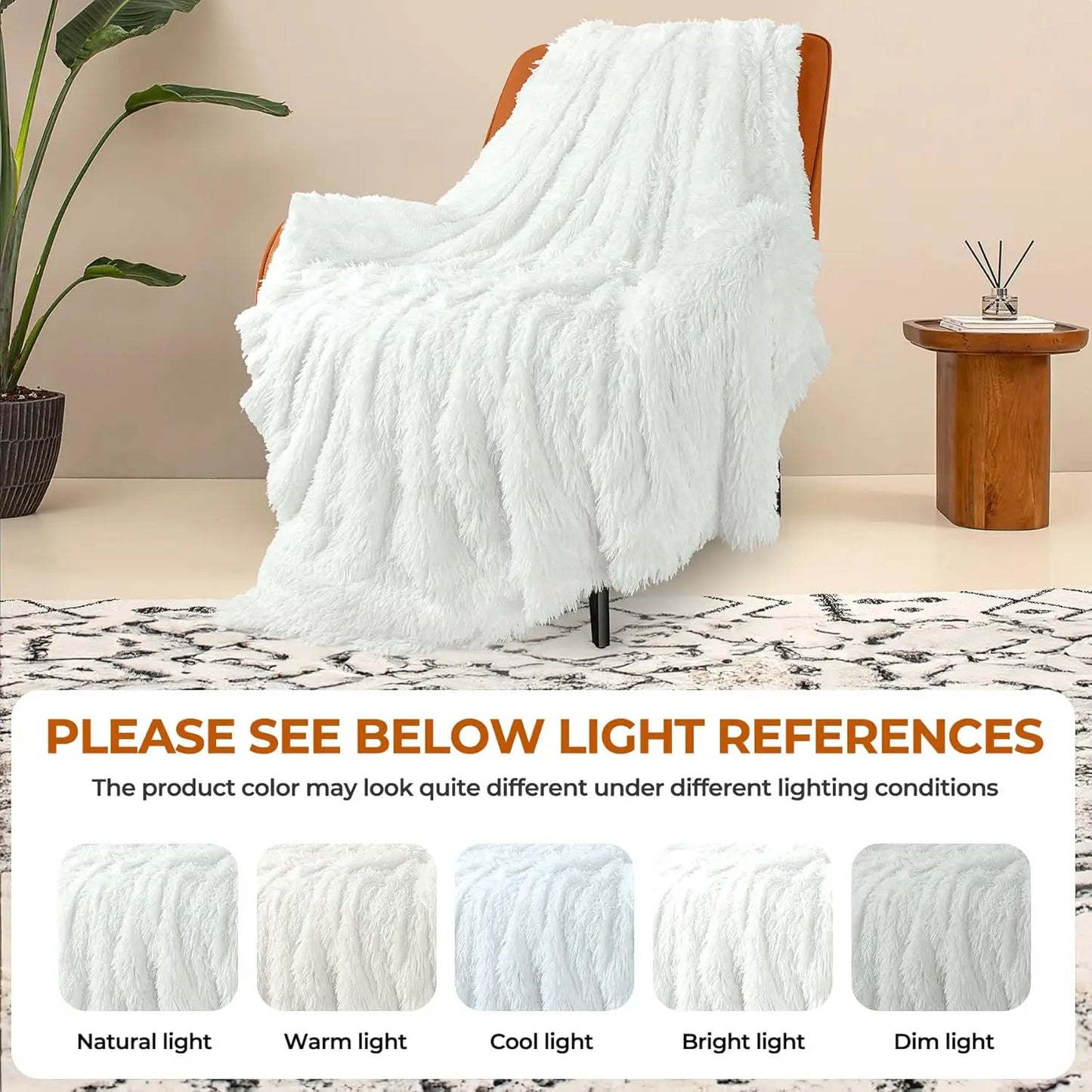 Extra Soft Faux Fur Throw Blanket Reversible Lightweight Plush Sofa