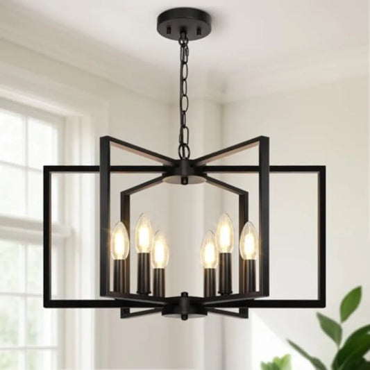 Farmhouse Chandelier Geometric Dining Room Light Fixture Modern Industrial