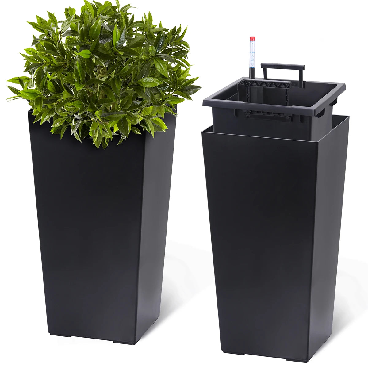 TWISTER.CK Rectangular Planters Set Of 2 Pots With Drainage Holes