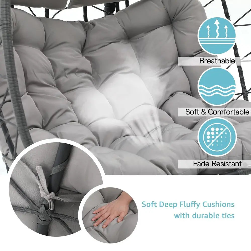 YTYIN Two Person Egg Swing Chair With Stand Indoor Outdoor