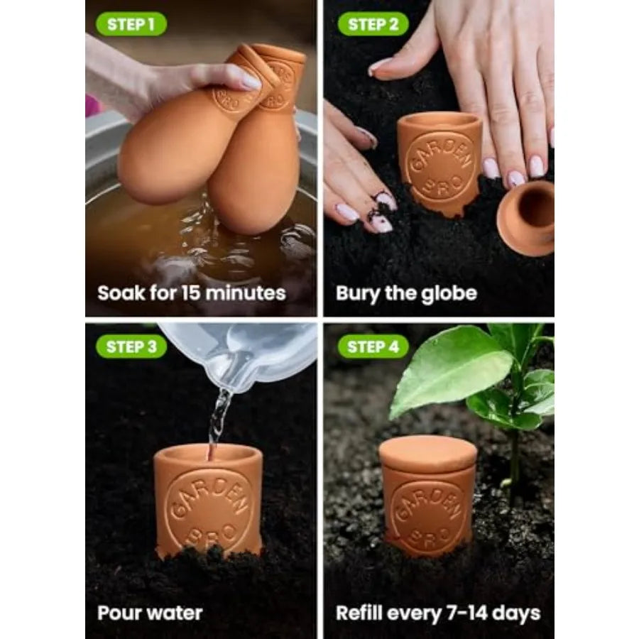 Terracotta Ollas Watering Pots 4 Pcs Self Watering Globes Clay Garden