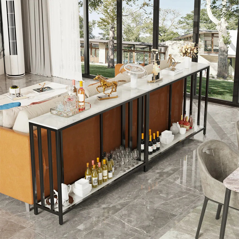 LUVODI Style Console Table With Metal Frame And Shelves