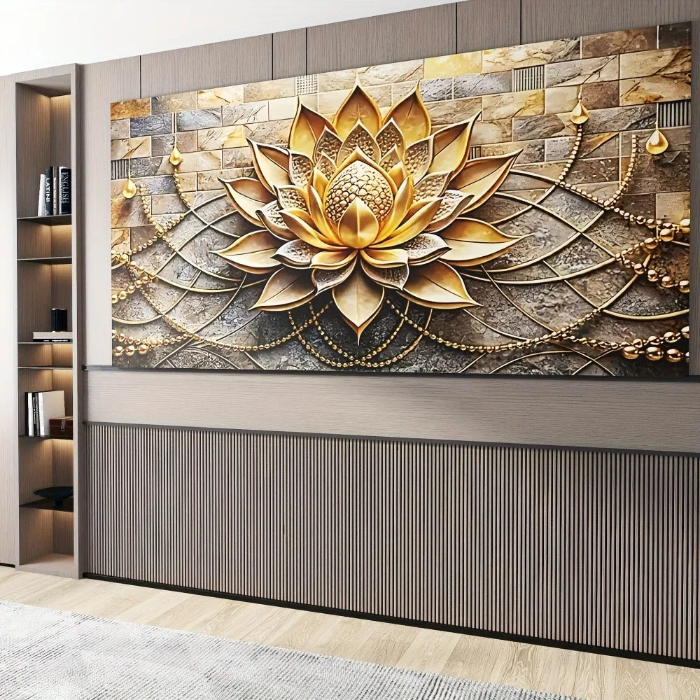 Modern Abstract Floral Canvas Art On Pine Wood Base