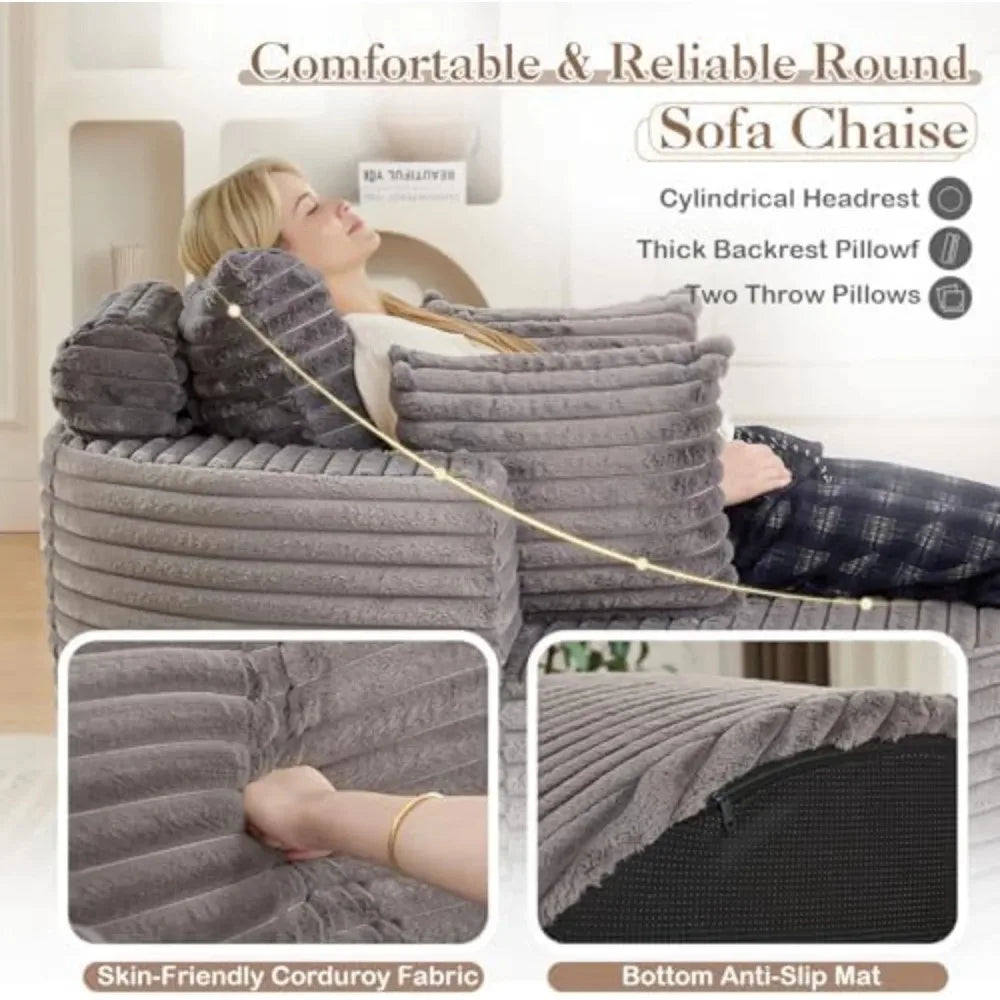 Comfortable Round Corduroy Accent Sofa Chair For Floor Seating