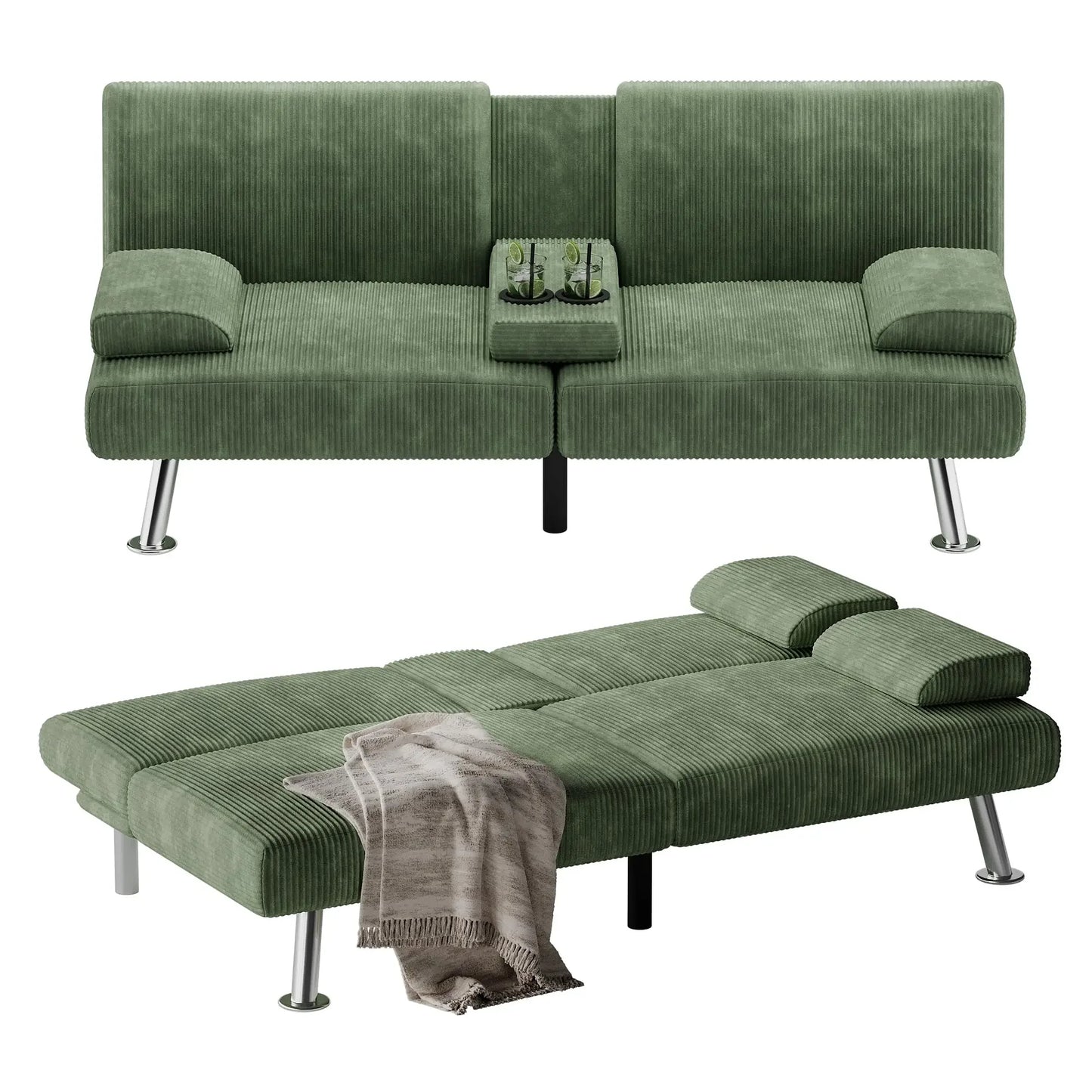 Flamaker Futon Sofa Bed Modern Folding Set With Convertible Recliner