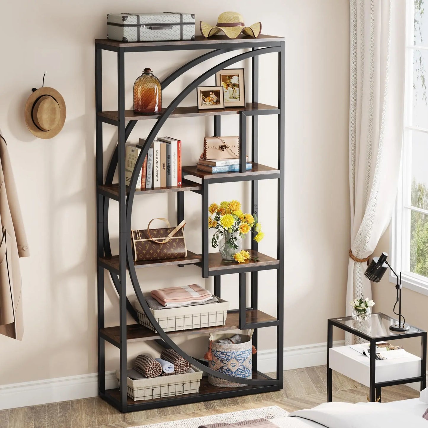 Little Tree Industrial 5 Tier Etagere Bookcase With Open Shelves