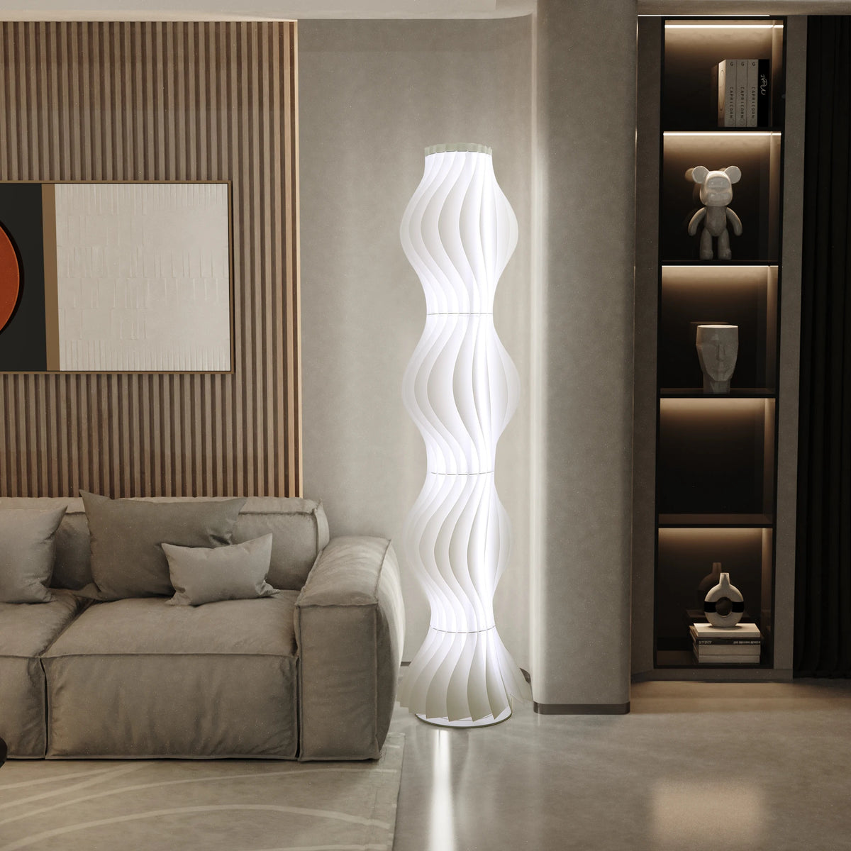 Nordic Iron Floor Lamp With Pleated Lampshade For Living Room