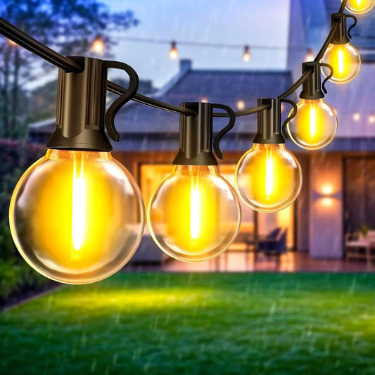 Aiopp LED Globe String Lights Outdoor With US Plug Shatterproof Plastic Bulbs