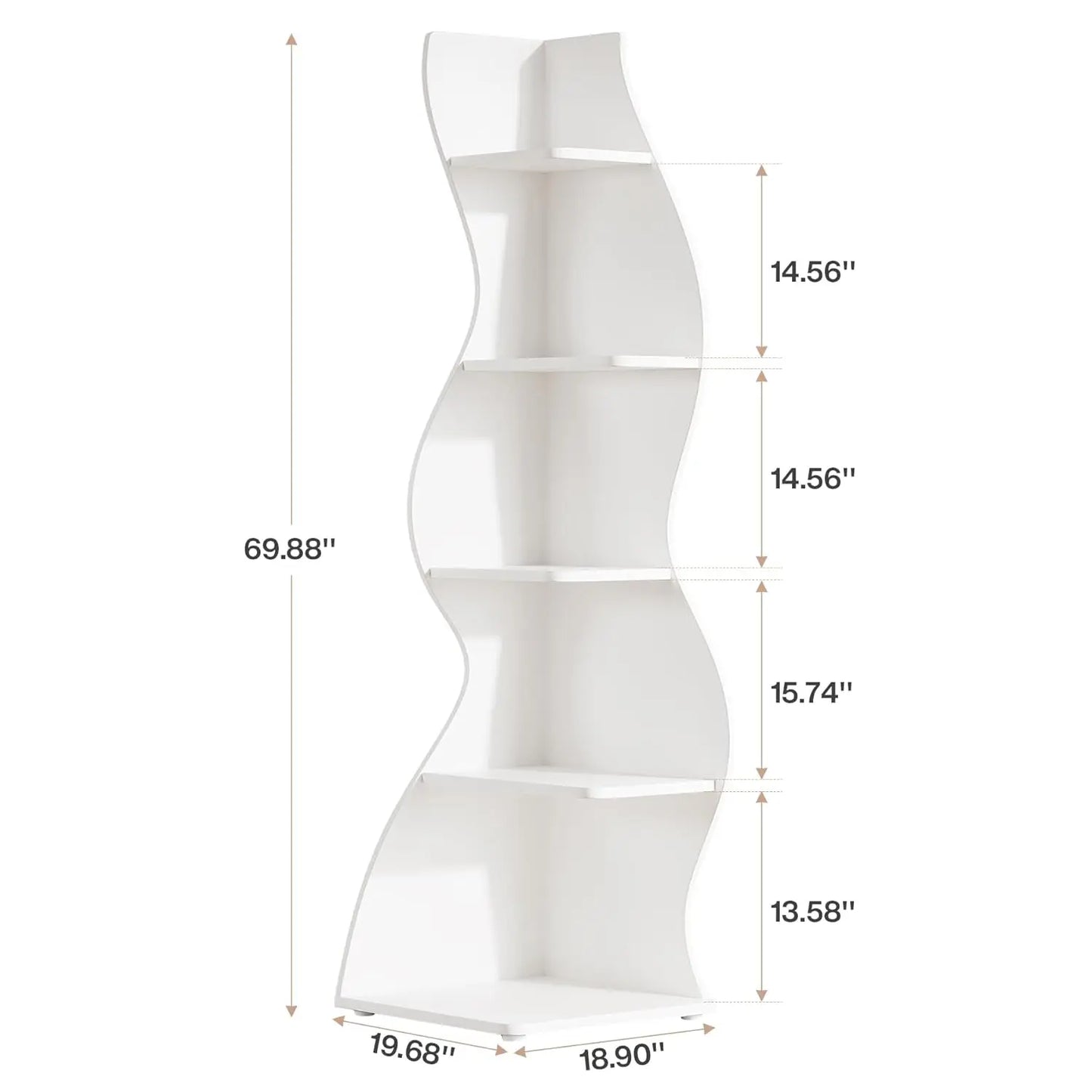 Modern 5-Tier Curvy Corner Shelf Rack For Living Room