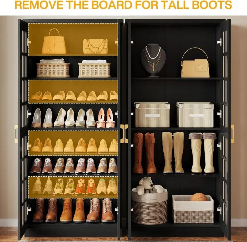 Tall Shoe Cabinet With Doors Eight Tier Storage Organizer