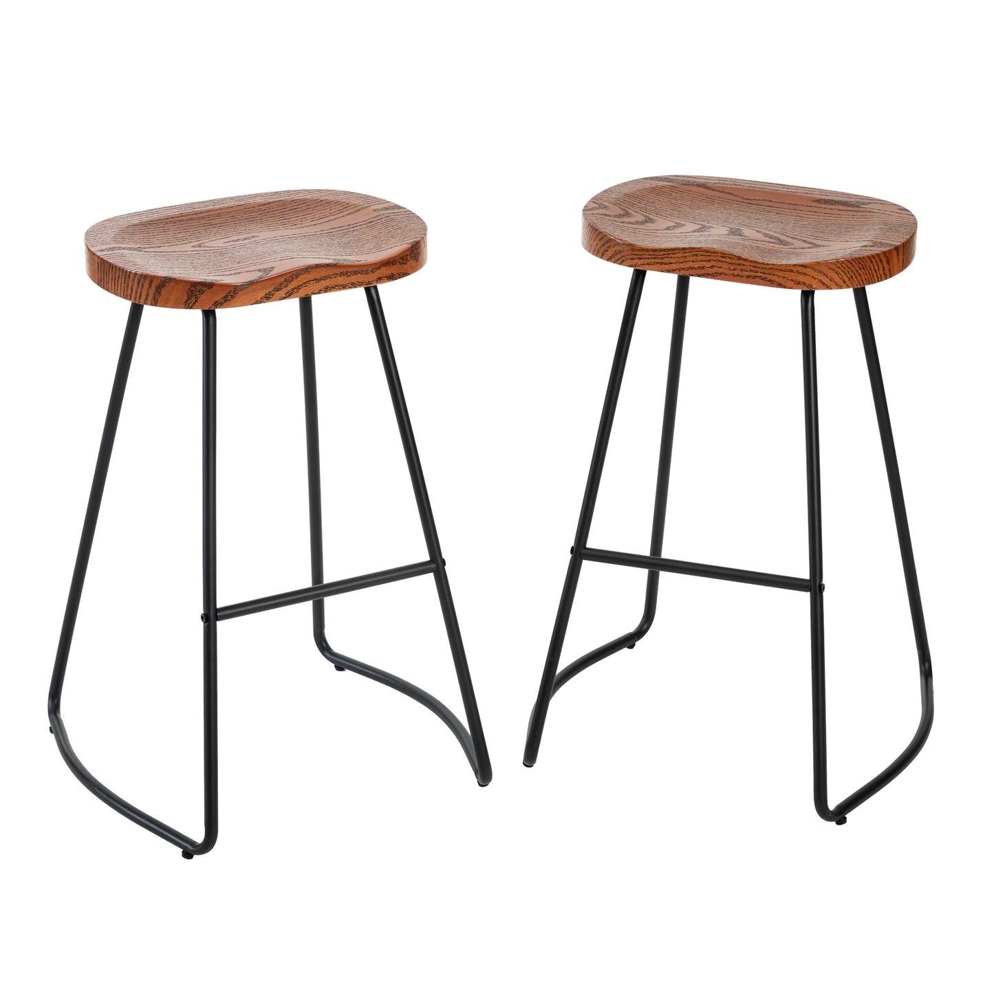 JHK Wood Saddle Seat Counter Stools With Metal Legs Office