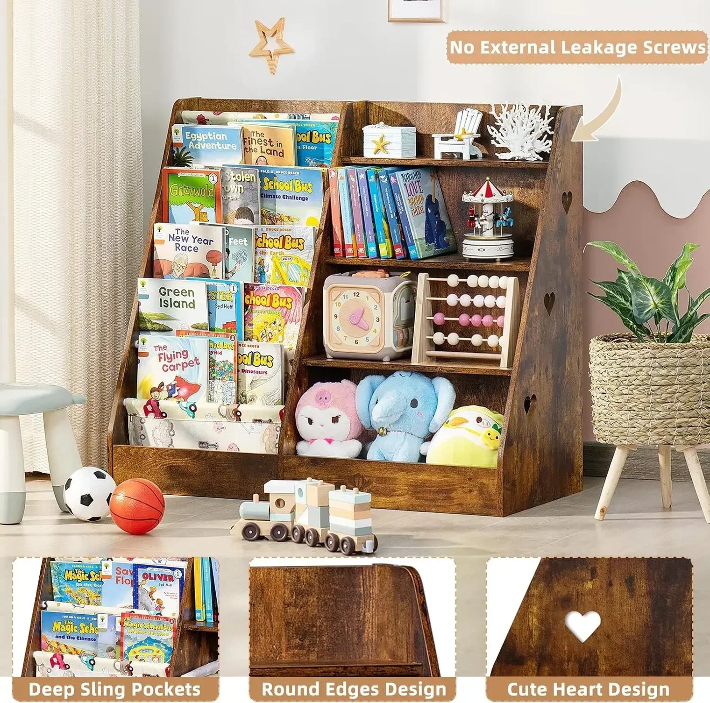 Kids Bookshelf and Storage Organizer for Children and Toddlers