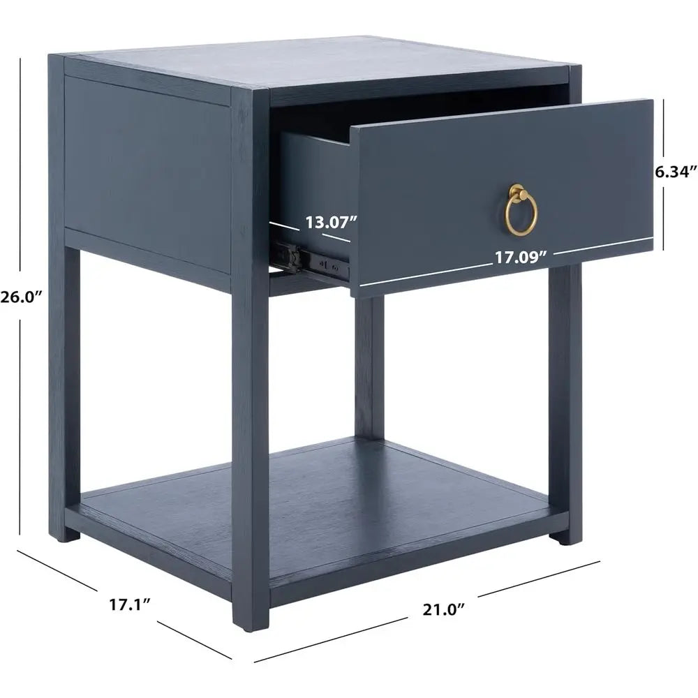 1-Der Nightstand Wood With Glam Gold Hardware For Bedroom